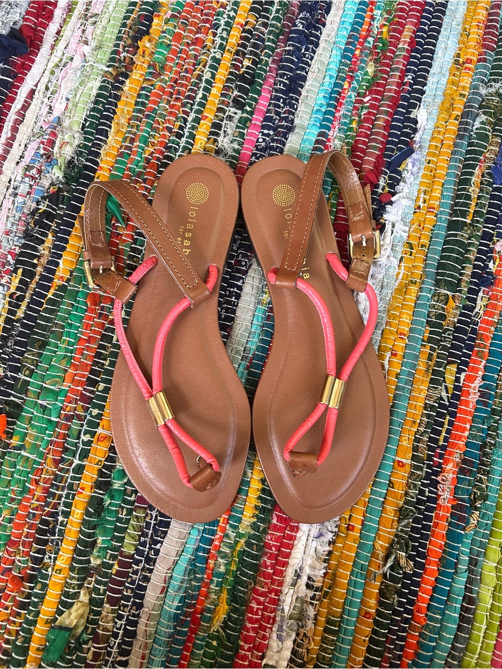 Lola Sabbia for Eric Michael Coral Trisha Italian Leather Thong Sandals 9